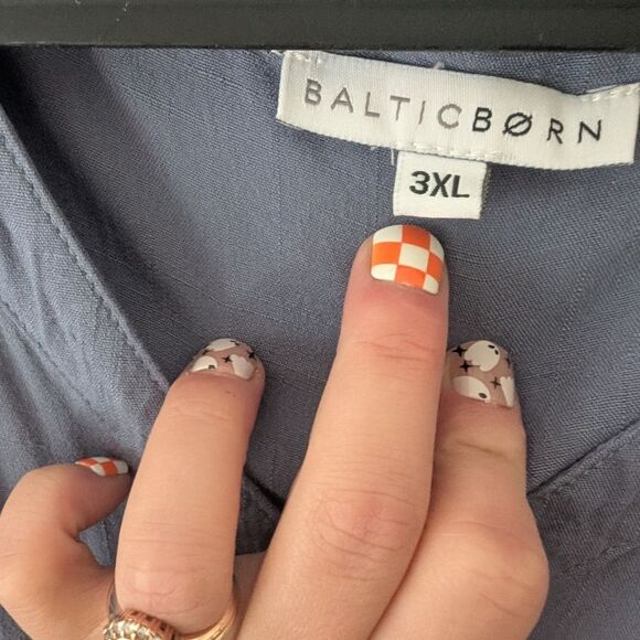 Baltic Born Hannah Midi Asymmetric Ruffle Dusty Blue Midi Dress Size 3X - Picture 5 of 10